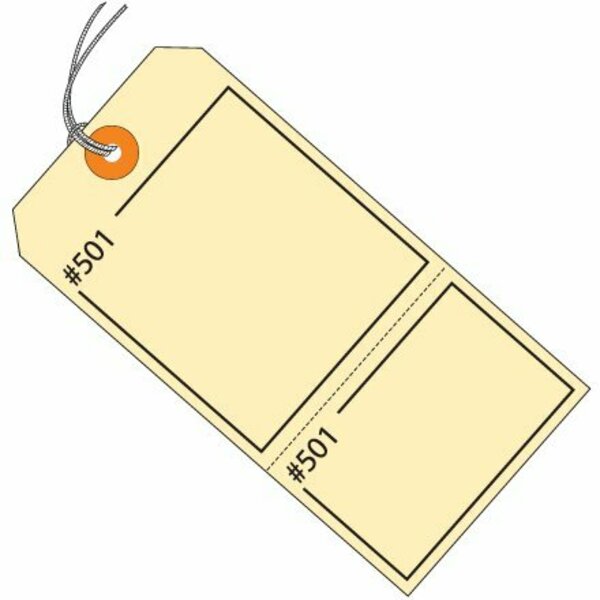 Bsc Preferred 4 3/4 x 2-3/8'' Manila Claim Tags Consecutively Numbered - Pre-Strung, 1000PK S-18310M